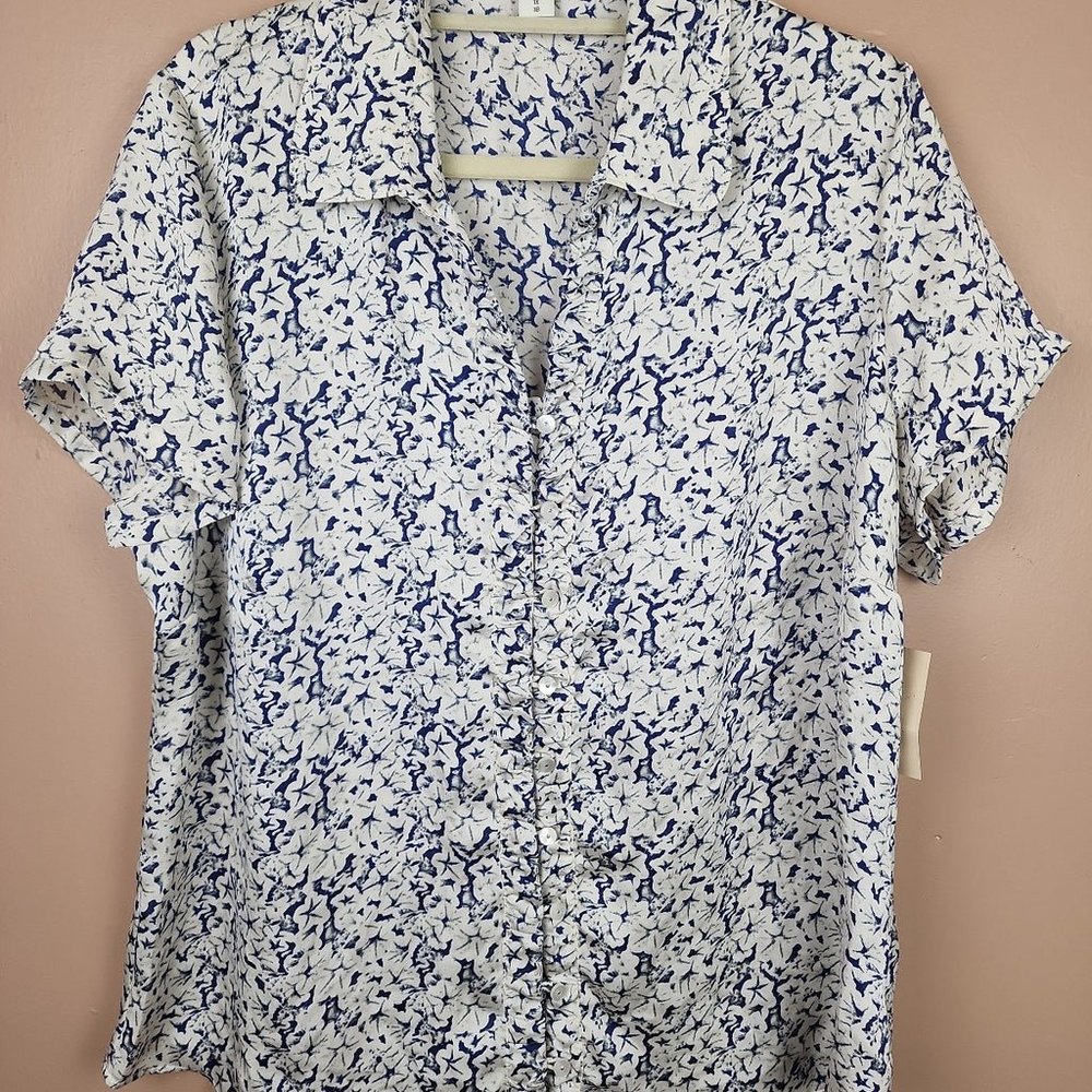 Coldwater creek button up floral blouse